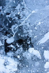 Fototapeta premium Shards of frozen river ice.