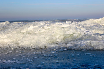 Shards of frozen river ice.