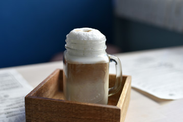Cup of coffee on the table in cafe