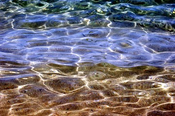 Sea with beautiful, calm transparent waves on a sunny day.