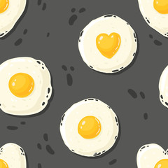 cartoon pattern of the fried eggs in the different shapes