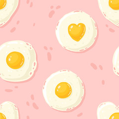 cartoon pattern of the fried eggs in the different shapes