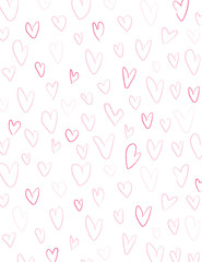 White with pink hearts background for Valentine's Day