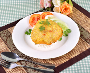 Traditional Thai style, Omelet on Thai Jasmine Rice