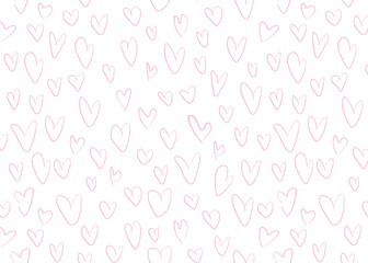 White with pink hearts background for Valentine's Day