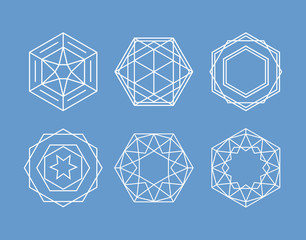 Linear snowflakes vector