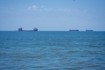 Maritime ships sailing on ocean
