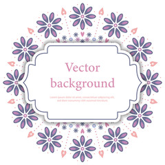 Floral mandala vector background with place for text. Folk flowers print