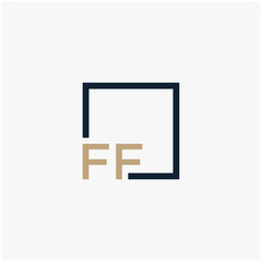 Obraz premium letter FF Logo design with square frame line. business consulting concept. studio, room, group icon. - vector