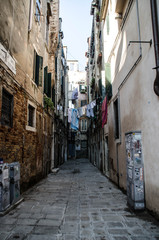 A narrow street in Venice, Italy
