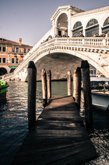 View of the Rialto Bridge in Venice, Italy