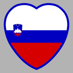 Slovenia Flag In Heart Shape Vector