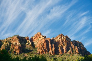 Mountains illuminated by sunset light