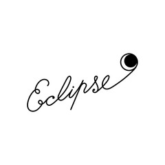 Eclipse. Hand lettering on a white background . Vector illustration with an astronomical phenomenon