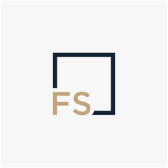letter FS Logo design with square frame line. business consulting concept. studio, room, group icon. - vector