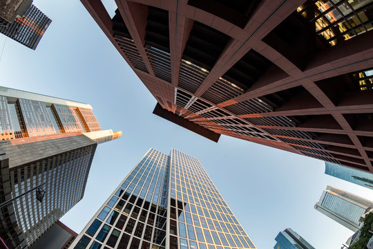 perspective of skyscrapers in Frankfurt am Main