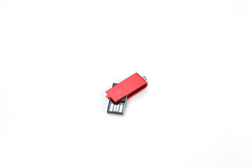 red flash drive on white background