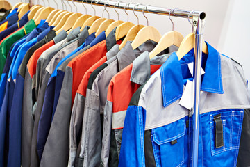 Jackets workwear in store - obrazy, fototapety, plakaty
