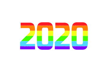 LGBT Pride Month in June, 2020, annual celebrated. Lesbian, Gay, Bisexual Transgender. Rainbow concept. Human rights and tolerance. Vector illustration for poster, card, banner, label, print 