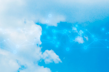 cloud storage on sky background by digital ai data web online technology social network business concept, system connection to working, internet of things