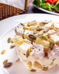 Hawaiian salad on dark wooden rustic background