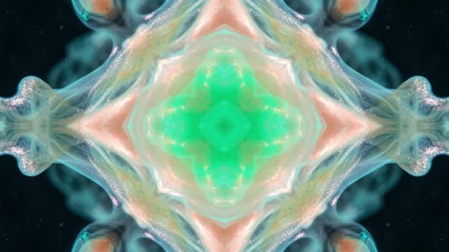 Movement of colored geometric shapes, decorative kaleidoscope. Visual effects for yoga, mandala, intro, fractal animation. Colored motion graphic Colorful geometric ornament. Seamless animation 4K UHD