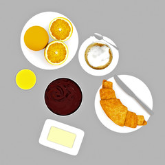 3d render of French breakfast