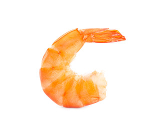 Delicious freshly cooked shrimp isolated on white