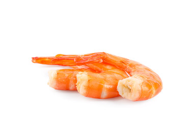 Delicious freshly cooked shrimps isolated on white