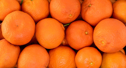 Mandarin fruits close-up, top view. Food backgrounds.