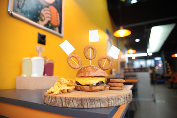 hamburger flag and menu material 