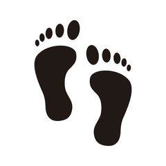 Foot print icon. Bare foot print Black on white feet icon vector , stock vector illustration flat design style