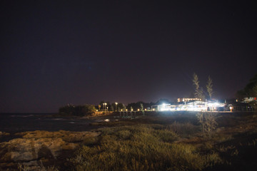 Naklejka na ściany i meble Protaras resort city coastline at night, Cyprus