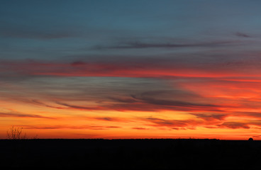 Fototapeta na wymiar Sunset sky landscape night view. Red bright scenery