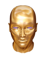 Golden face of robot