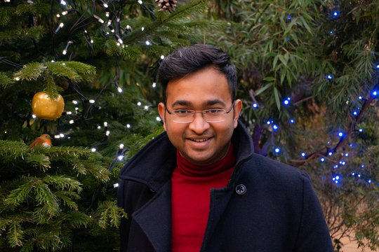 Rahul Mandal With Robin In Christmas Tree