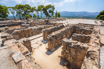 Formal doorway and central court of Phaestos Minoan Palace, Crete, Greece