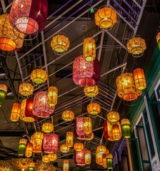 Chinese lanterns inside "Icon Siam" shopping center, Bangkok, Thailand