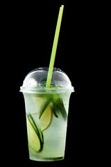 Fresh cocktail of cucumber, lime, mint.