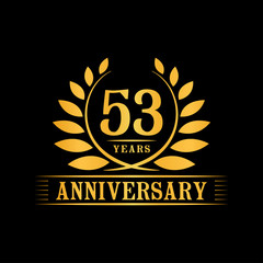 53 years logo design template. Anniversary vector and illustration template.