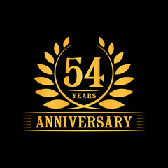 54 years logo design template. Anniversary vector and illustration template.