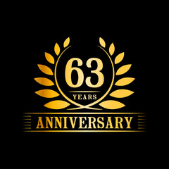 63 years logo design template. Anniversary vector and illustration template.