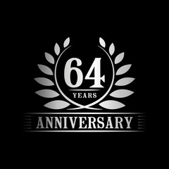 64 years logo design template. Anniversary vector and illustration template.