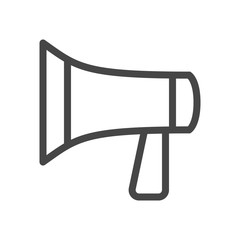 Megaphone, loudspeaker icon in outline style isolated on white background. Vector illustration.