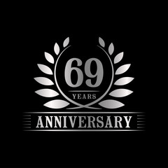 69 years logo design template. Anniversary vector and illustration template.