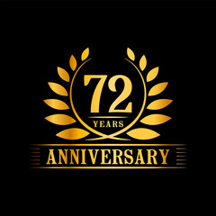 72 years logo design template. Anniversary vector and illustration template.