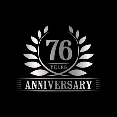 76 years logo design template. Anniversary vector and illustration template.