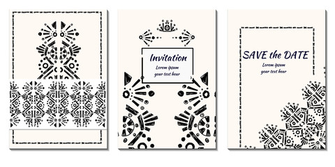 Cover royal greeting design. Modern template with ikat ornament for wedding design or greeting card any purpose