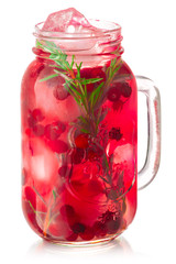 Iced rosemary cranberry drink jar, paths