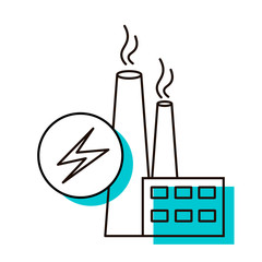 Electricity production. Energy plant. Design element. Vector illustration. Icon with shadow isolated on white background.